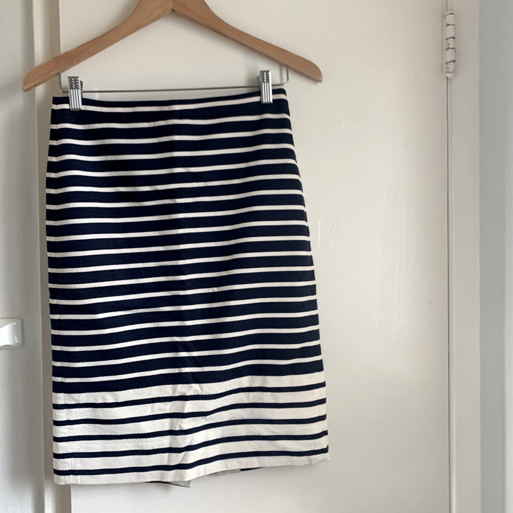 J.Crew No.2 Pencil Skirt in Navy Stripe